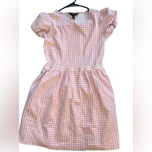 Polo Ralph Lauren Girls Pink Gingham Puff Sleeve Dress with Pockets XL 16